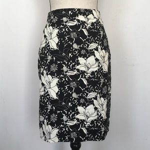 J Crew Black and White Floral Pencil Skirt